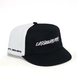 Cassowary Drive 2 Tone Short Brim Hat — three quarter view of white side panel