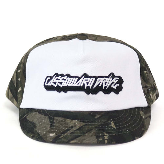 Cassowary Drive V2 Camo Short Brim — worn, front three quarter view